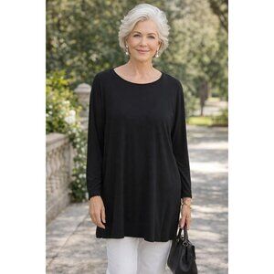 Peter Nygard Black 3/4 sleeve Rayon T-Shirt, Size XL